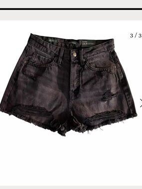 wild fable Black Distressed High-Rise Denim Shorts